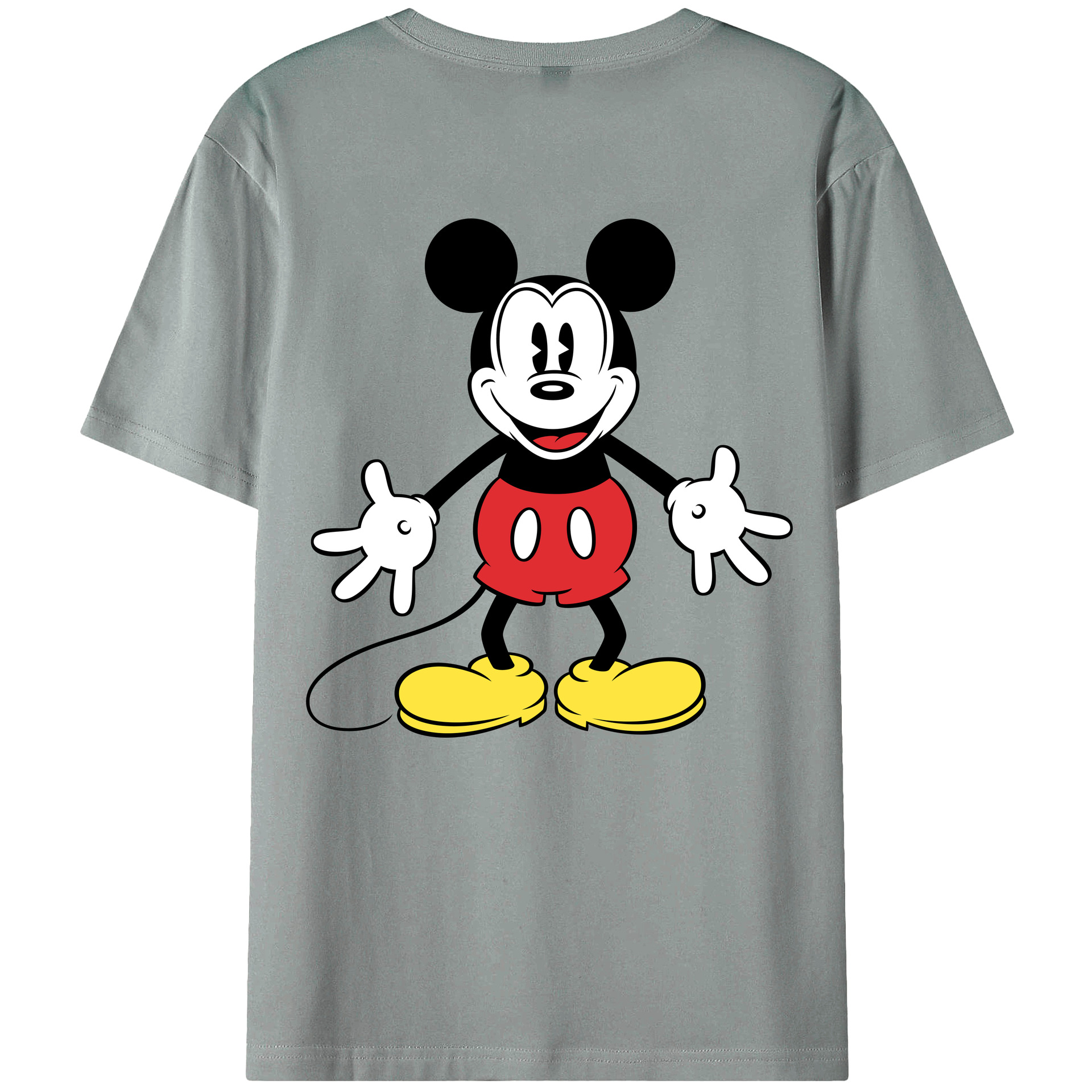 ミッキーマウス Mickey Mouse 綿100％ メンズ半袖Tシャツ（バックプリント） 通気性